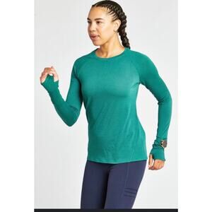 Oiselle- Flyout Long Sleeve-Emerald/aTeal-Size 6